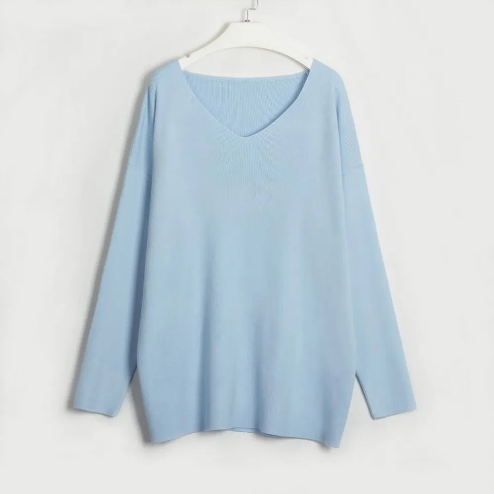 Casual V-neck Knitted Two Piece Pant Set