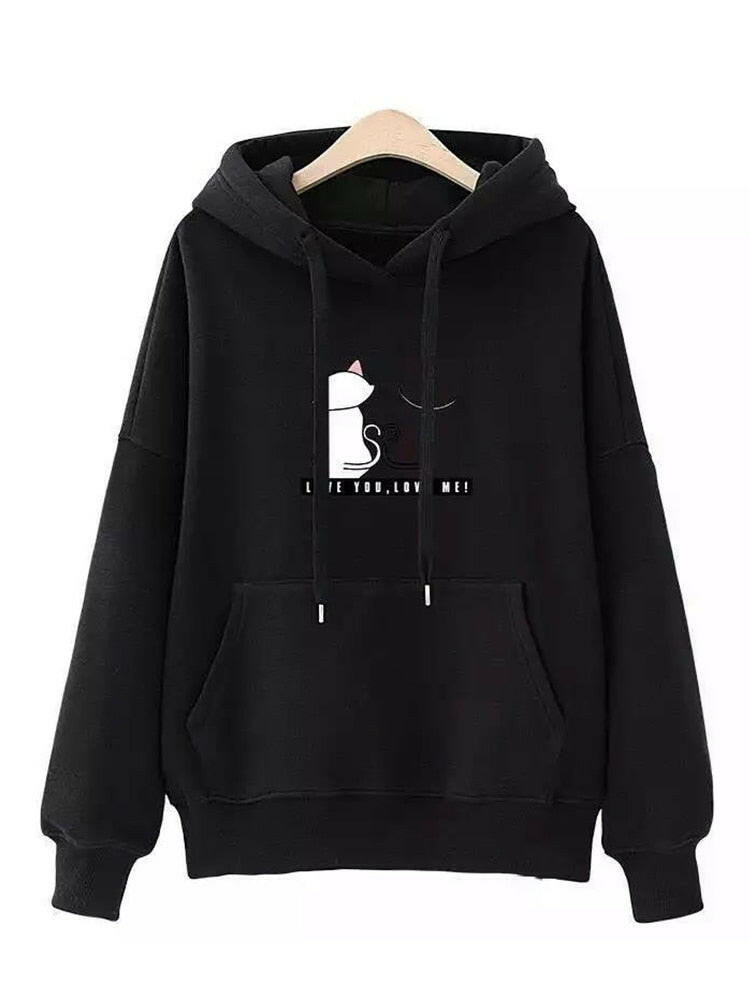 Cat Print Hoodie | On sale | Fleece