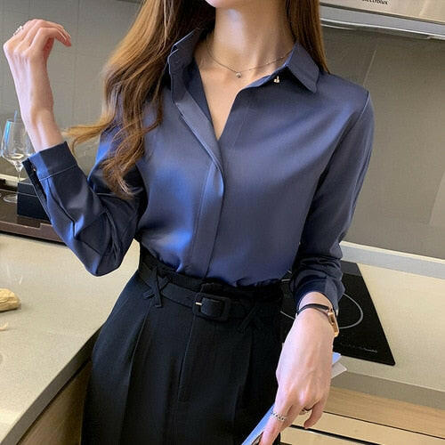 Long Sleeve Satin Blouse