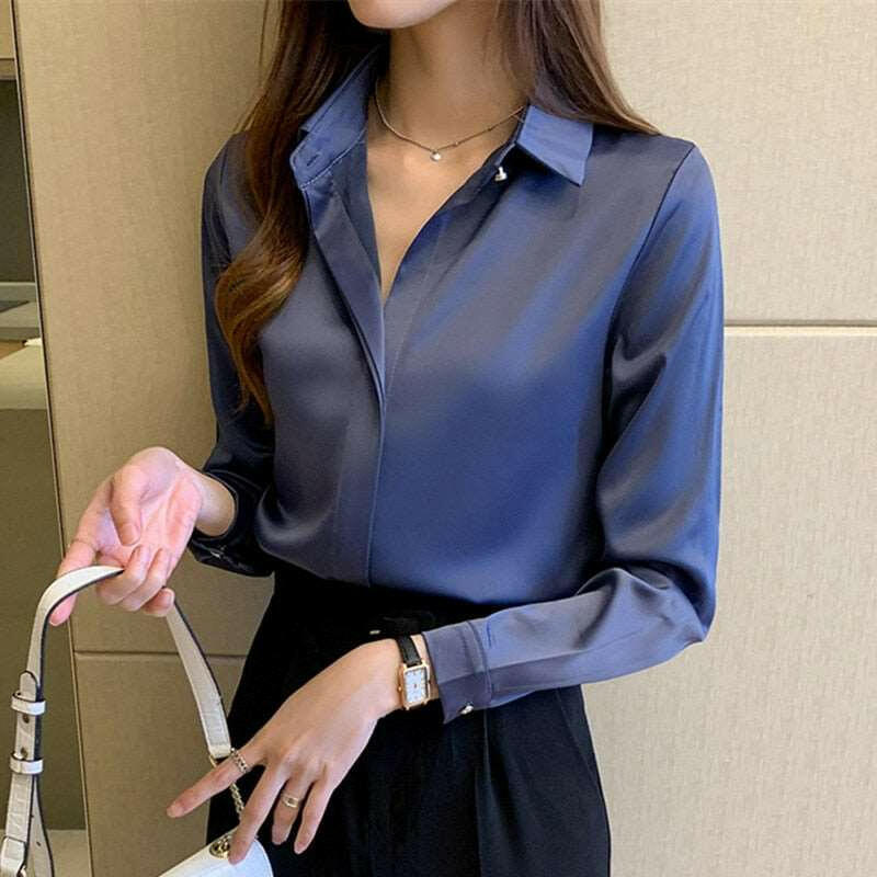 Long Sleeve Satin Blouse