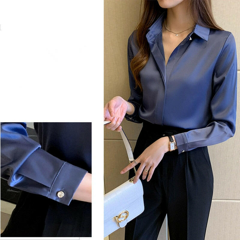 Long Sleeve Satin Blouse