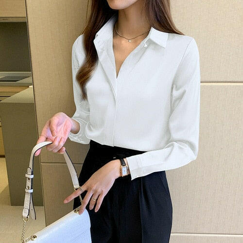 Long Sleeve Satin Blouse