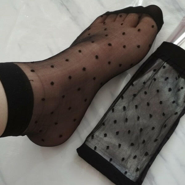 Polka-Dot Nylon Socks (5 Pairs) On sale | Nylon