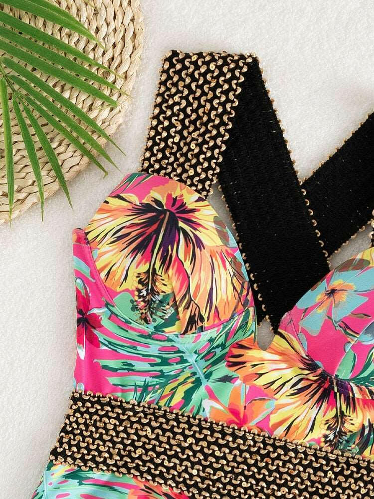 Push UP High Cut One Piece Swimsuit