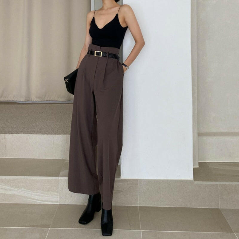 Two Piece High Waist Wide Leg Long Pant Set