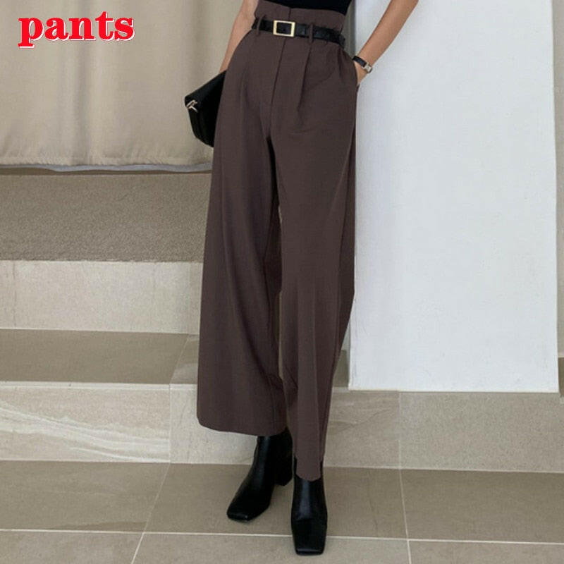 Two Piece High Waist Wide Leg Long Pant Set