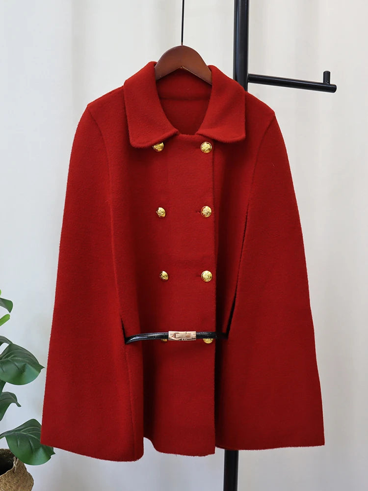 Women’s Double Breasted Wool Cape