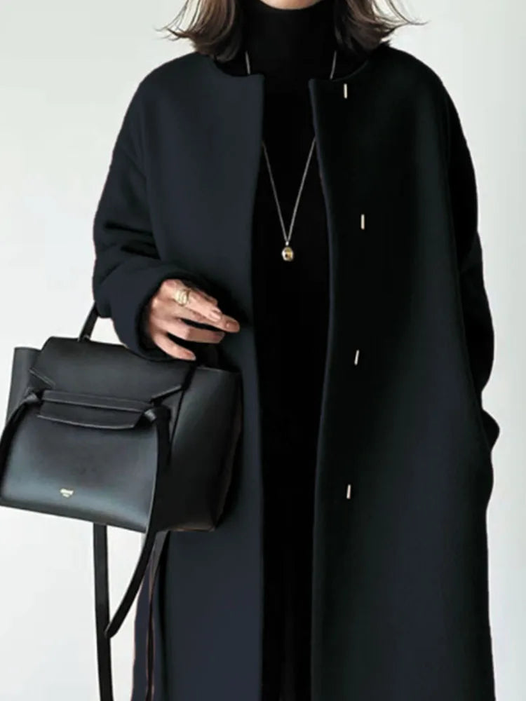 Women’s Long Sleeve Woolen Coat