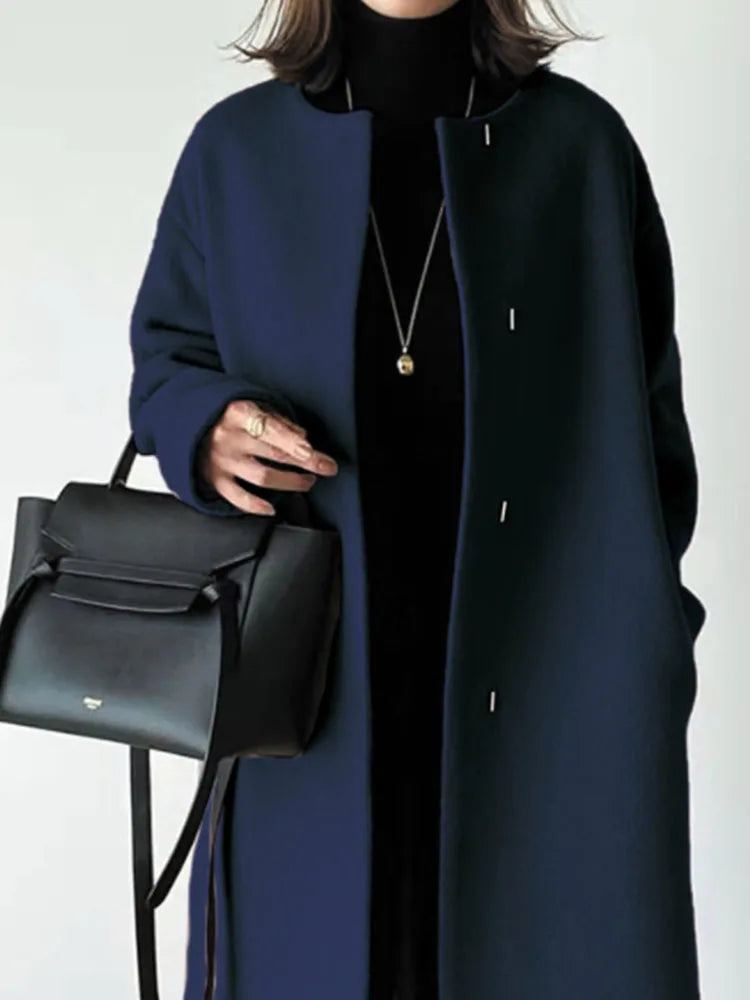Women’s Long Sleeve Woolen Coat