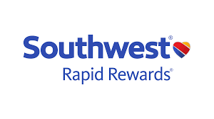Logo of Southwest Airlines’ Rapid Rewards program featuring blue text and heart symbol