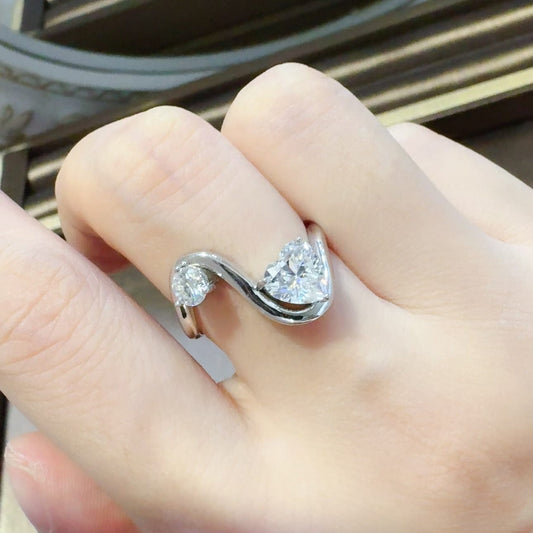 The Nichole Collection Silver / 6 1.3 Carat Moissanite 925 Sterling Silver Irregular Shape Ring