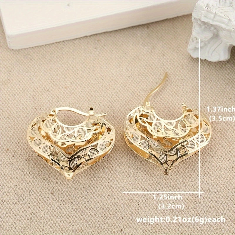 Romantic Gold Heart-Shaped Hoop Earrings