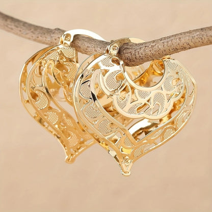 Romantic Gold Heart-Shaped Hoop Earrings