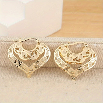 Romantic Gold Heart-Shaped Hoop Earrings