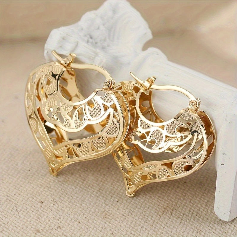 Romantic Gold Heart-Shaped Hoop Earrings