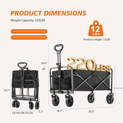 Heavy-Duty Collapsible Utility Wagon Cart - by The Nichole Collection