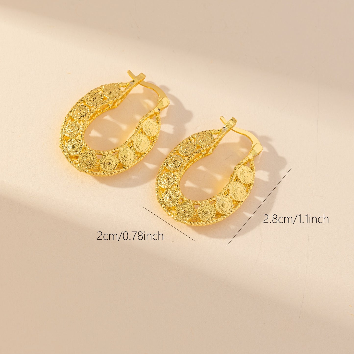 Unique Gold Filigree Chunky Hoop Earrings