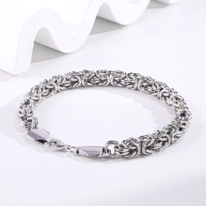 Handmade Elegant 925 Silver Ladies Straw Rope Bracelet 