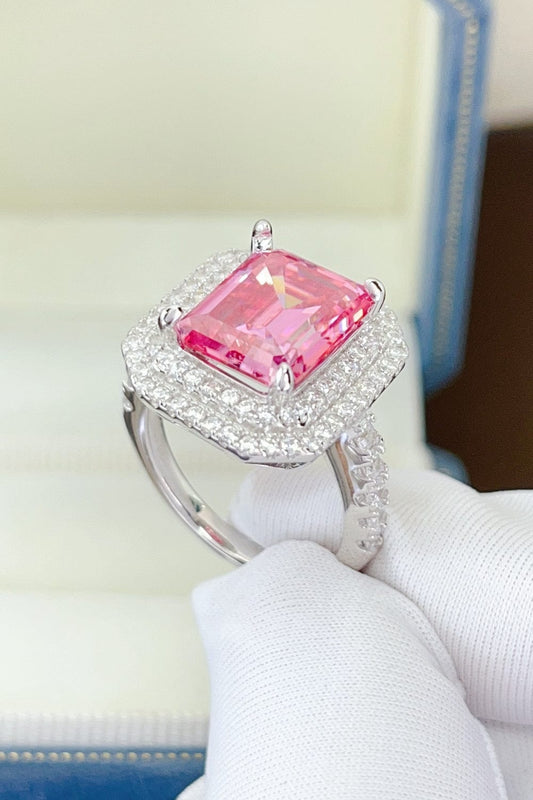The Nichole Collection Hot Pink / 9 2 Carat Moissanite 925 Sterling Silver Ring