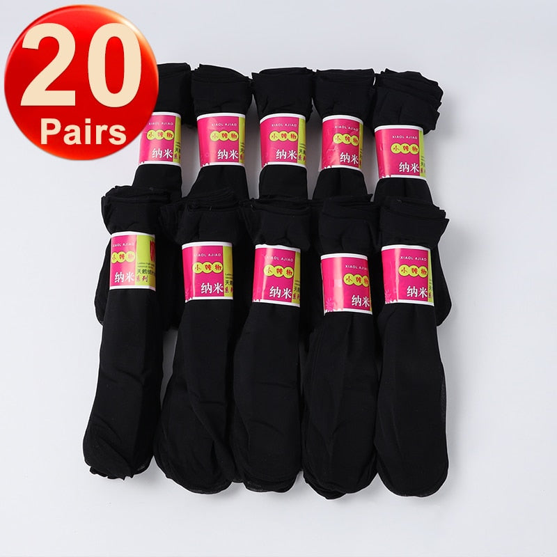 20Pairs Silk-Like Nylon Transparent Summer Socks 