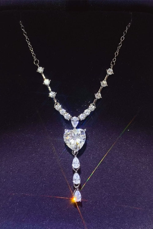 The Nichole Collection Silver / One Size 3 Carat Moissanite 925 Sterling Silver Drop Necklace