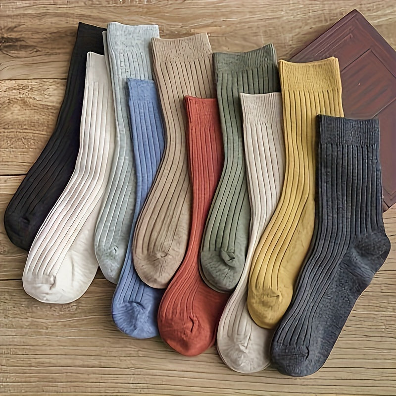 10 Pairs of Soft Solid Socks – Comfortable Tube Socks for Women - by The Nichole Collection