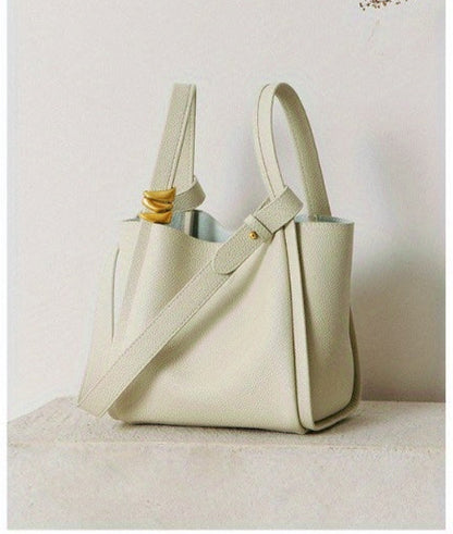 Soft Genuine Leather Hook Bucket Crossbody Tote