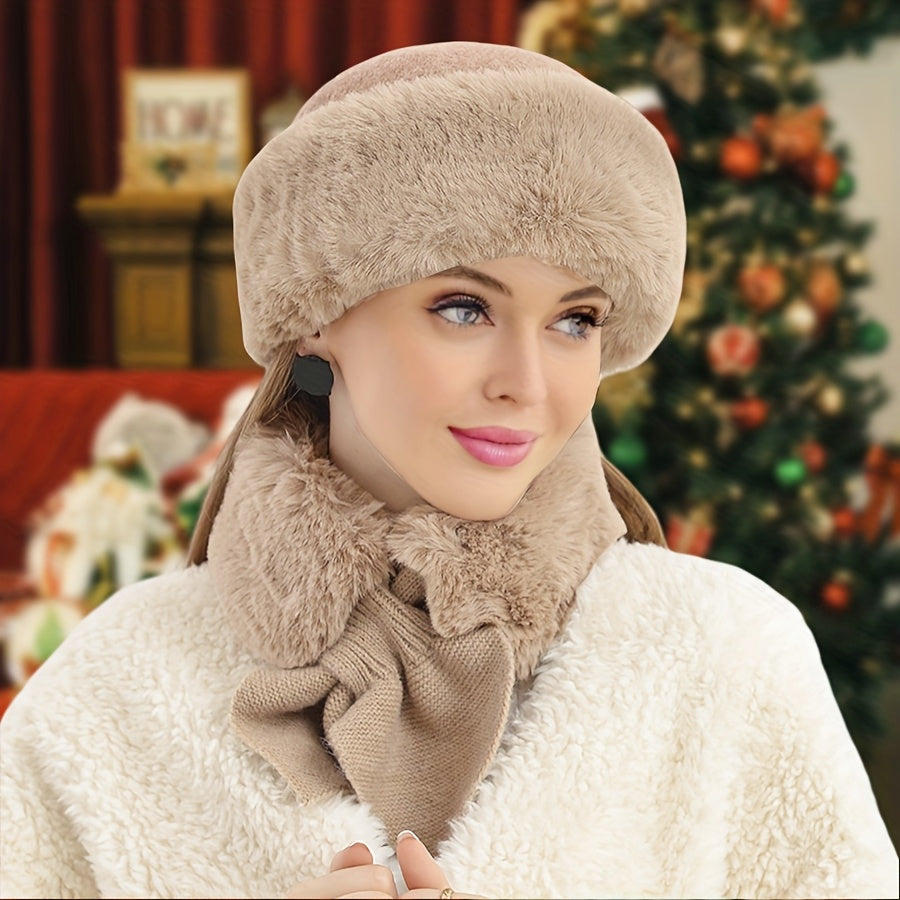 3pcs Winter Warmth Set: Cozy Faux Fur Hat, Gloves & Scarf