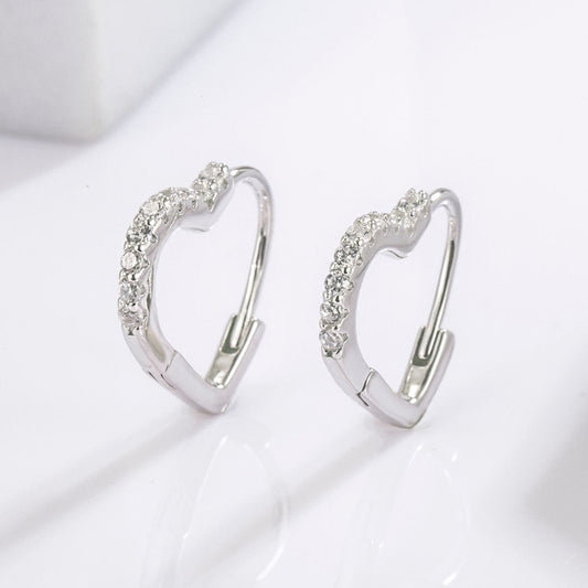 The Nichole Collection Silver / One Size 925 Serling Silver Zircon Heart Shape Earrings