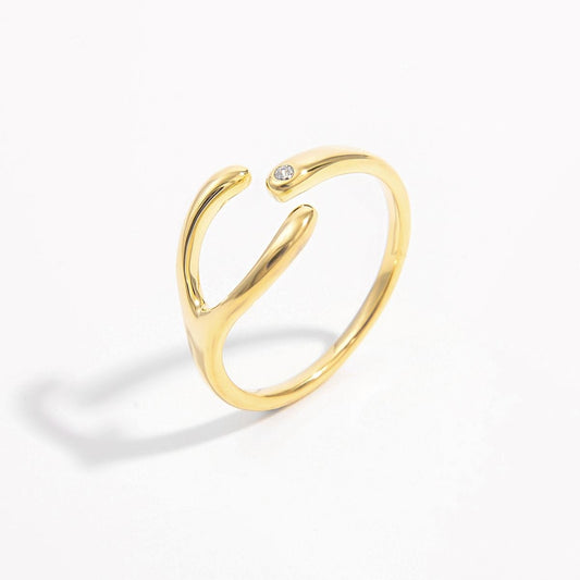 The Nichole Collection Gold / 6 925 Sterling Silver Inlaid Zircon Open Ring