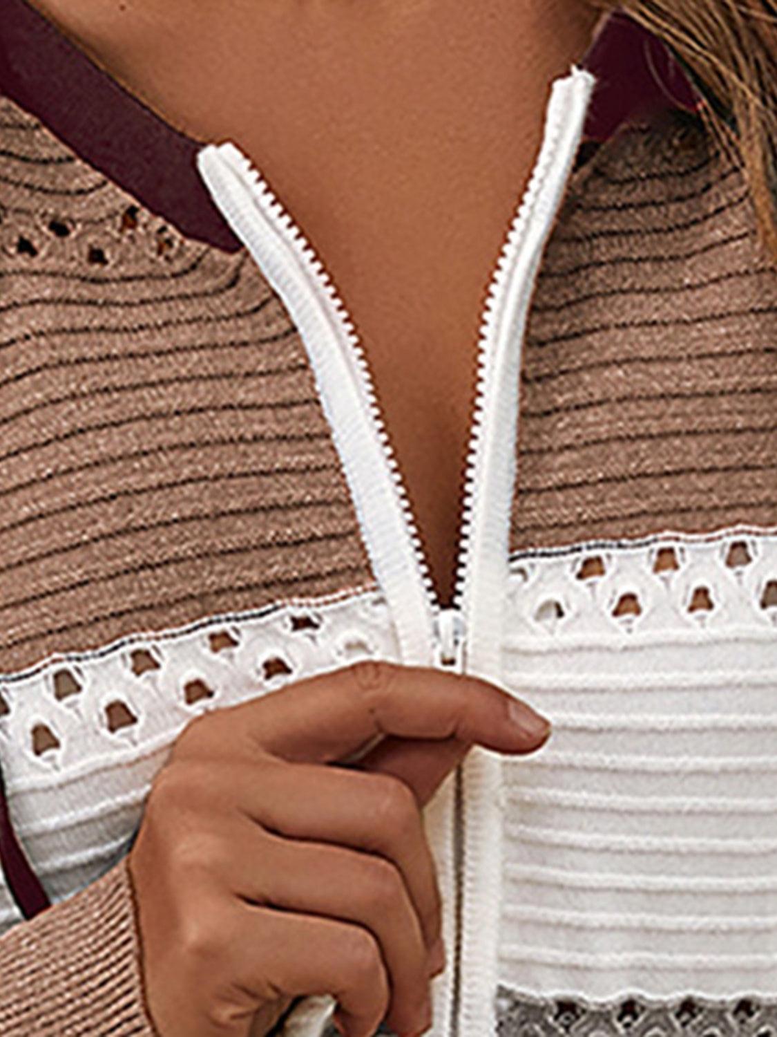 Color Block Drawstring Hooded Sweater - by The Nichole Collection