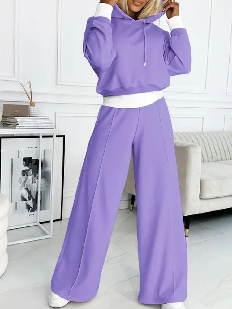 Hooded Pullover Activewear Two Piece Set