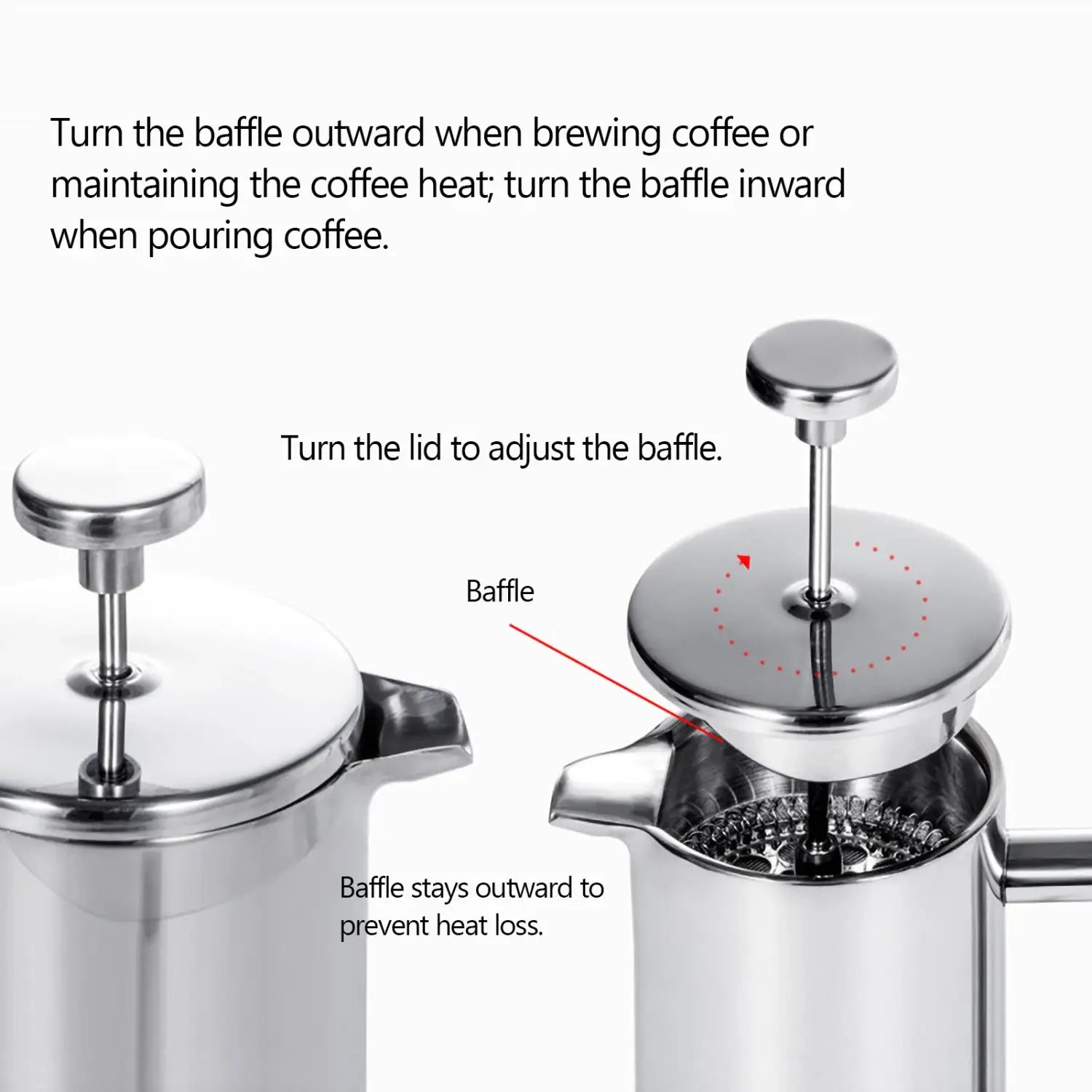 Stainless Steel French Press Coffee Maker for Delicious