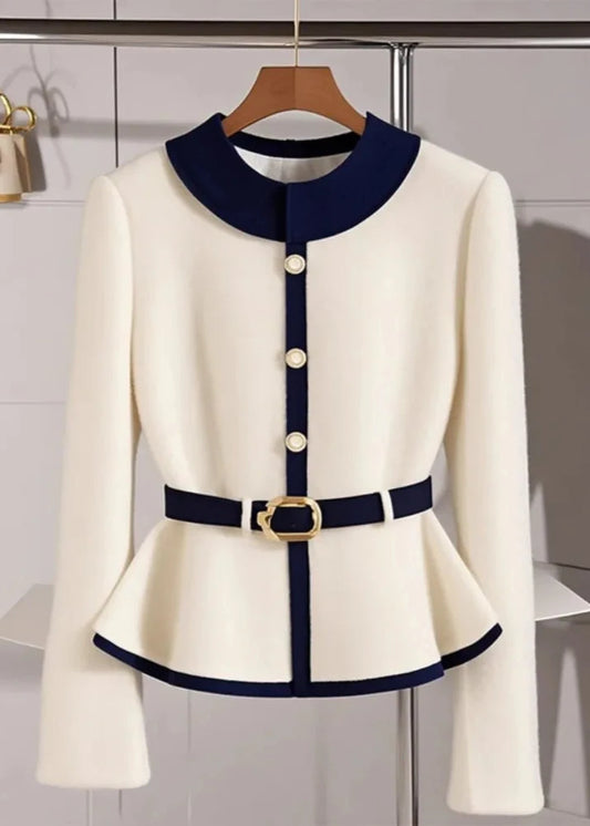 Elegant European-Inspired Cashmere Sweater Cardigan with Belt