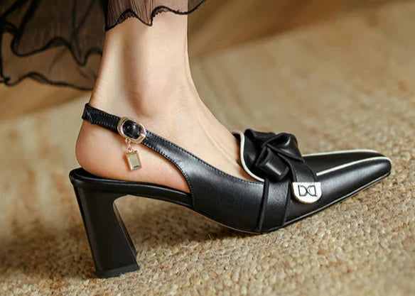 Vintage French Style High-Heeled Slingbacks