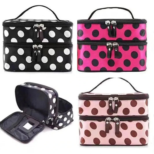 Large Capacity Travel Makeup & Toiletries Organizer - Double Layer Zipper Cosmetic Bag - by The Nichole Collection