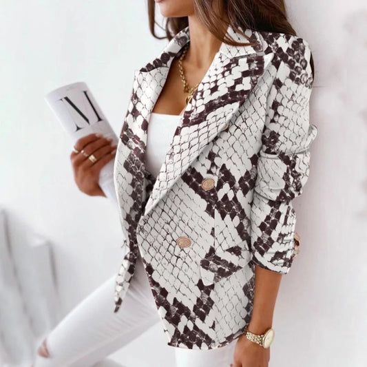 Blazer Jacket with Double Breasted Closure (Snakeskin Design)