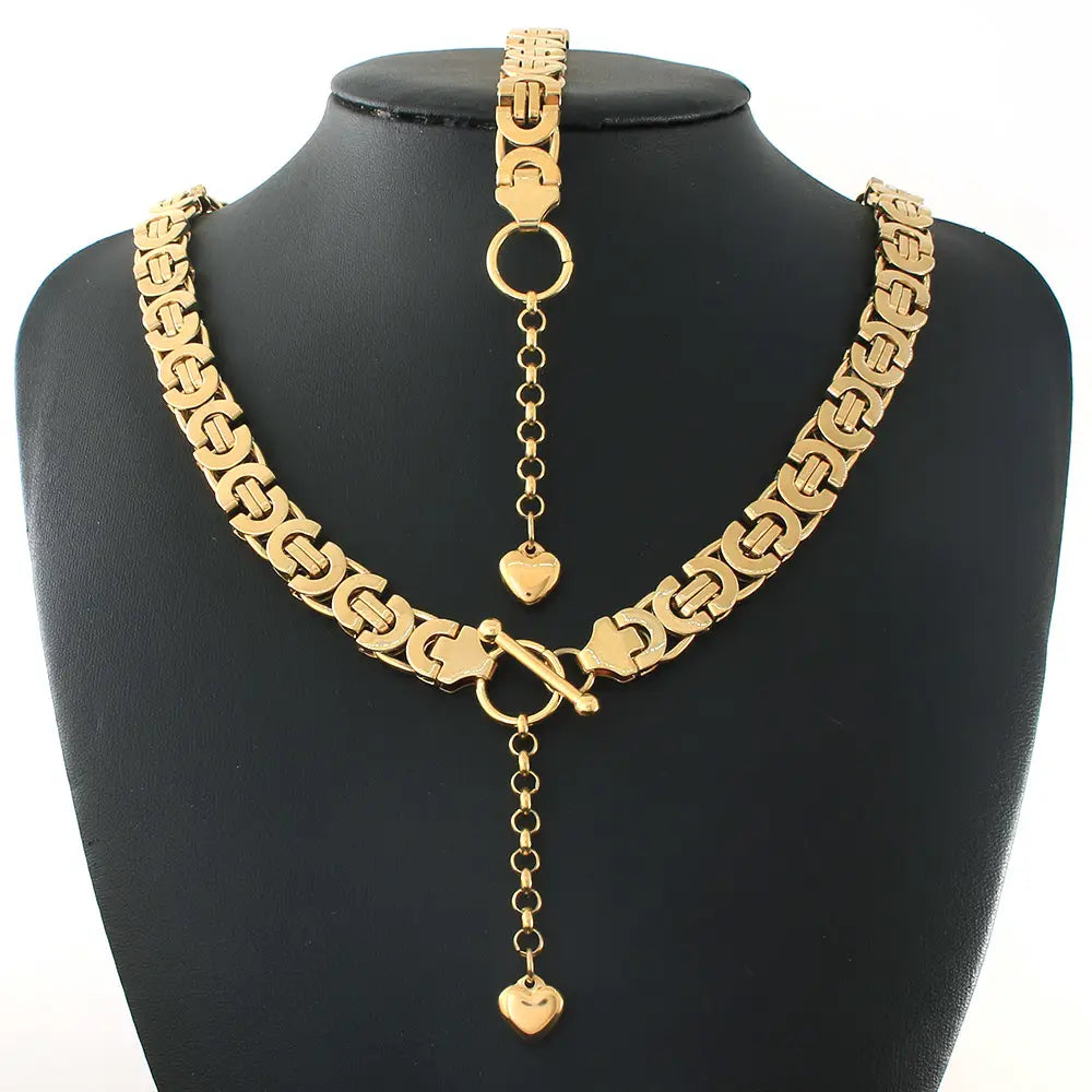 Gold Color Necklace & Bracelet Duo