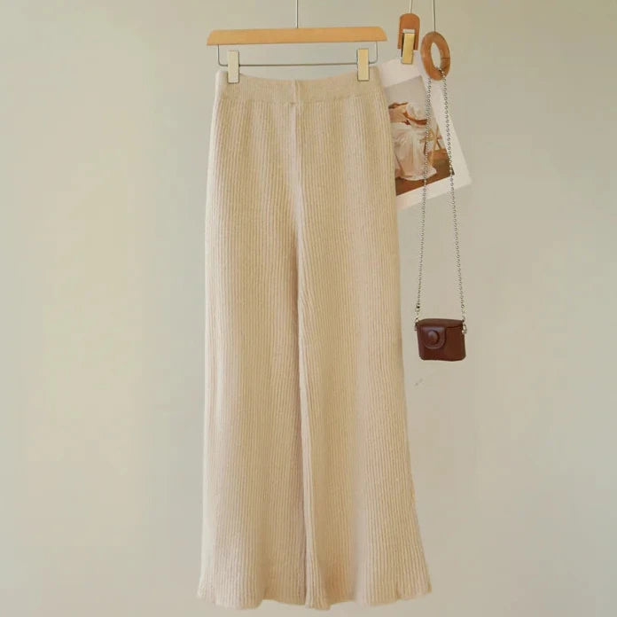 Professional Cashmere Scarf Top & High-Waist Trousers