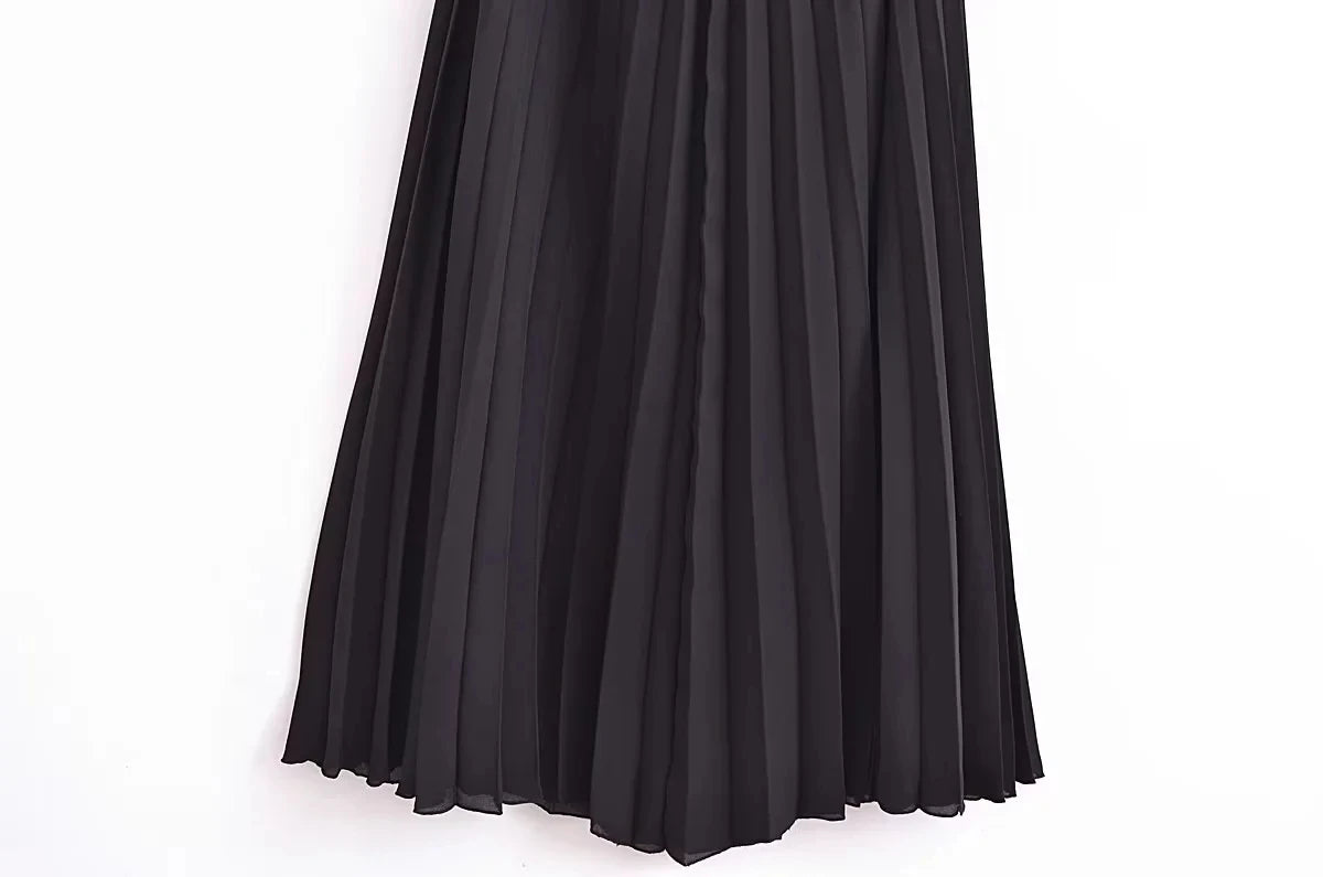 Chic Women's Pleated Vest Style Long Dress