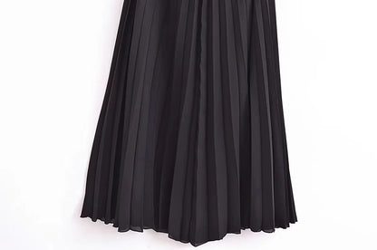 Chic Women's Pleated Vest Style Long Dress