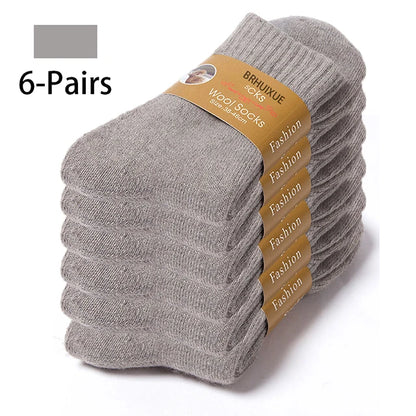 6-Pack Merino Wool Socks for Men – Heavy Duty Winter Wear 6 Pairs Light gray EU 35-42