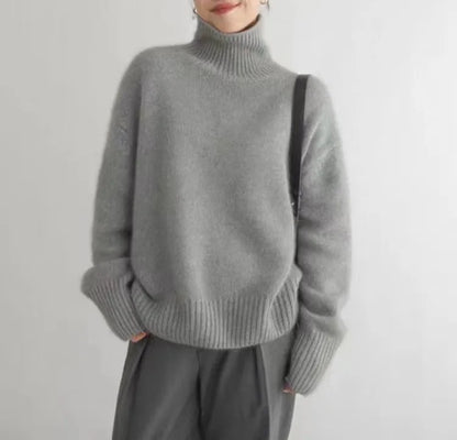 Women's Australian Merino Wool Turtleneck Gray