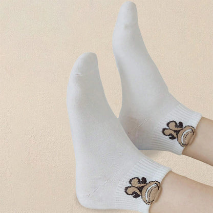 5 Pairs Women's Cartoon Teddy Bear Patterned Ankle Socks