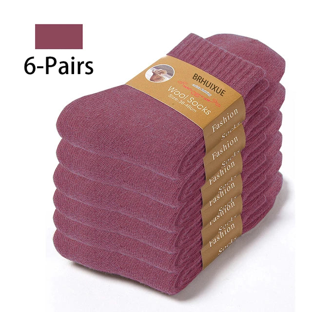 6-Pack Merino Wool Socks for Men – Heavy Duty Winter Wear 6 Pairs Leather red EU 35-42