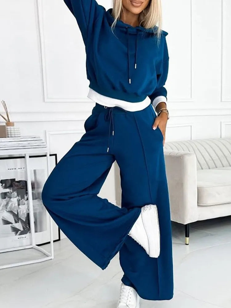Hooded Pullover Activewear Two Piece Set