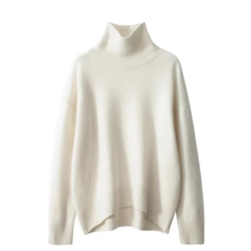 Women's Australian Merino Wool Turtleneck White