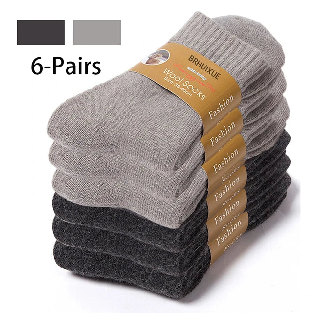 6-Pack Merino Wool Socks for Men – Heavy Duty Winter Wear 3gray 3Dark gray EU 35-42