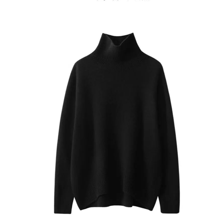 Women's Australian Merino Wool Turtleneck Black