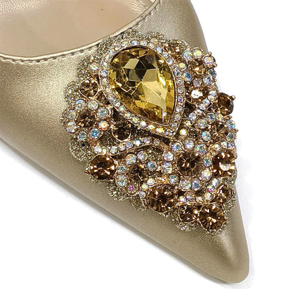 Handmade Italian Rhinestone Pointed Toe High Heel Shoes and Bag Set